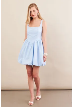 Kadın Mavi Askılı Mini Balon Elbise ERL105