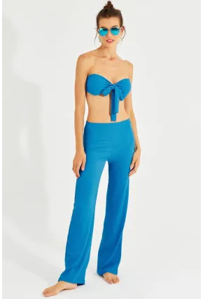 Kadın Mavi Büstiyerli Pantolon Takım YEL221225