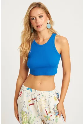 Kadın Mavi Crop Bluz YLE610