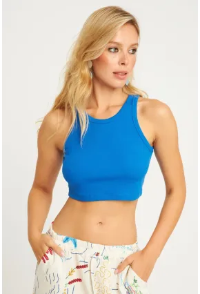 Kadın Mavi Crop Bluz YLE610