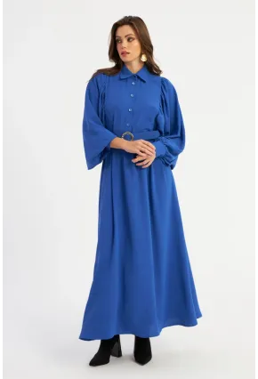 Kadın Mavi Kemerli Maxi Elbise MASF15