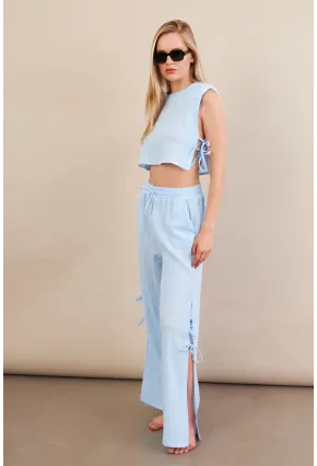 Kadın Mavi Omuzları Vatkalı Alt Üst Takım KED002