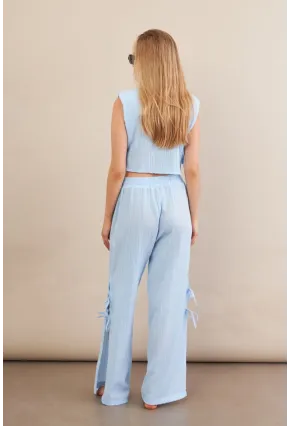 Kadın Mavi Omuzları Vatkalı Alt Üst Takım KED002