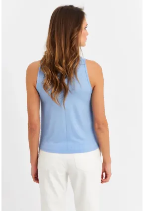 Kadın Mavi Sırt Pencereli Desenli Bluz LPP1021