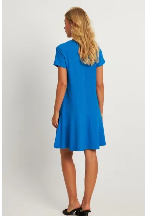 Kadın Mavi Sırtı Detaylı Bürümcük Midi Elbise ST055