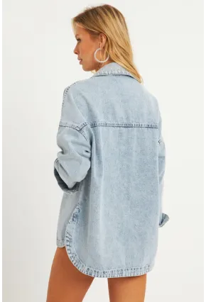 Kadın Mavi Taşlı Denim Ceket İS249
