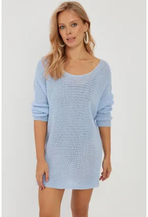 Kadın Mavi Triko Kazak SMT223