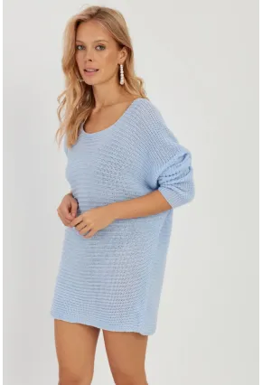 Kadın Mavi Triko Kazak SMT223