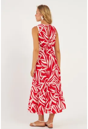 Kadın Mercan Desenli Kruvaze Midi Elbise YZ634