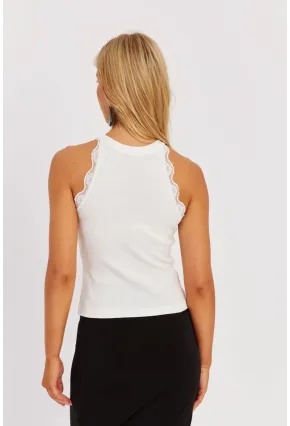 Kadın Mint-Beyaz Halter Yaka Dantelli Bluz MK08