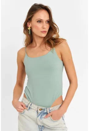 Kadın Mint Çıtçıtlı Body ZH129