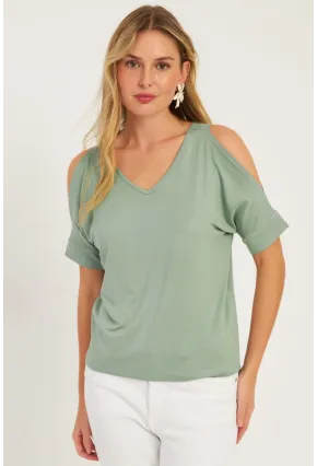 Kadın Mint Degaje Yaka Bluz BR1329