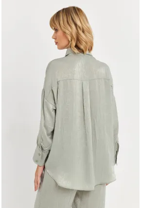 Kadın Mint Saten Gömlek MCAR1127