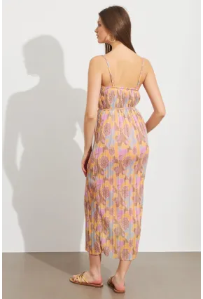 Kadın Multi Astarlı Desenli Midi Elbise TOP08