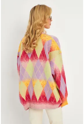 Kadın Multi Baklava Desenli Hırka KAZ23