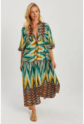 Kadın Multi Desenli Salaş Maxi Elbise GÇ166