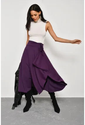 Kadın Mürdüm Asimetrik Etek LV52