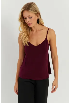 Kadın Mürdüm Askılı Bluz AYD269