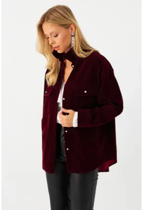 Kadın Mürdüm Süet Gömlek CAR1074