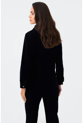 Kadın Parlament Taş Düğmeli Kadife Gömlek Ceket CAR1075
