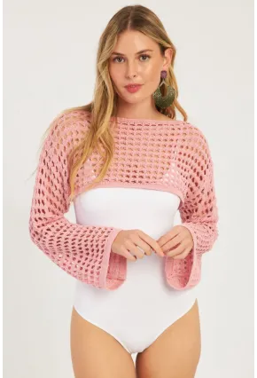 Kadın Pembe Ajurlu Bolero YV115