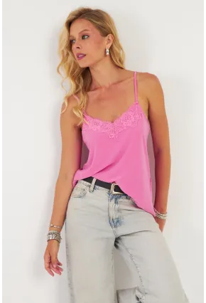 Kadın Pembe Dantelli Atlet AYD353