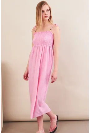 Kadın Pembe Gipeli Midi Plaj Elbisesi OR501