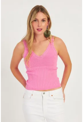 Kadın Pembe Triko Bluz SMT225