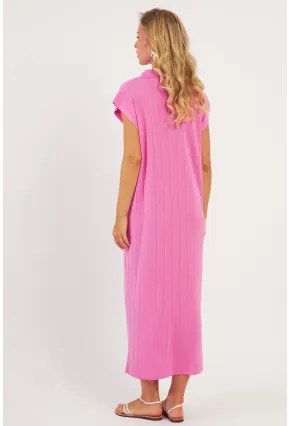 Kadın Pembe Triko Midi Elbise KZ3238