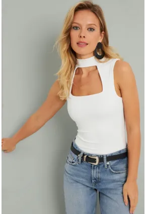 Kadın Pencereli Bluz Beyaz AYD275