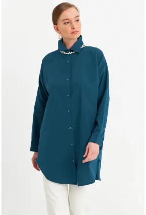 Kadın Petrol Tunik Gömlek MZER428