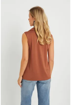 Kadın Polo Yaka Bluz Badem AYD276