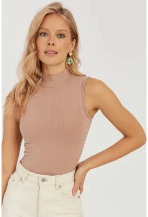 Kadın Pudra Fitilli Kolsuz Bluz LPP1261