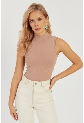 Kadın Pudra Fitilli Kolsuz Bluz LPP1261