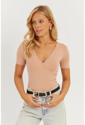 Kadın Pudra Kruvaze Bluz AYD304