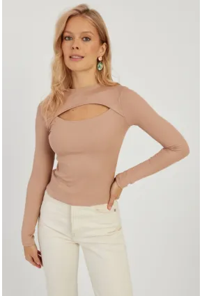 Kadın Pudra Pencereli Bluz LPP1256