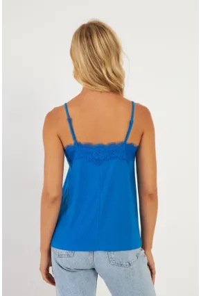 Kadın Saks Dantel Detaylı Atlet AYD265