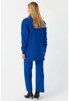 Kadın Saks İnci Düğmeli Triko Alt Üst Takım MNUV33