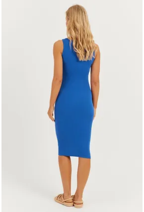 Kadın Saks Kaşkorse Midi Elbise CG330