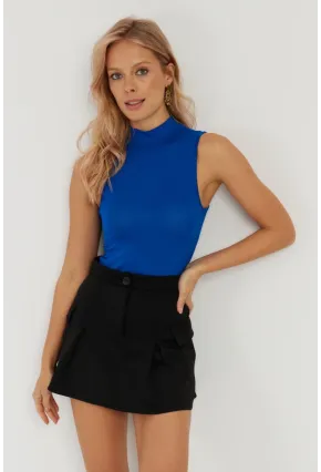 Kadın Saks Kolsuz Bluz LPP1260