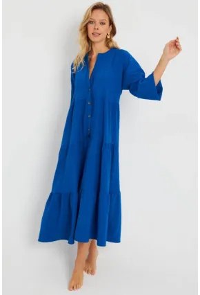 Kadın Saks Salaş Midi Elbise MQ982