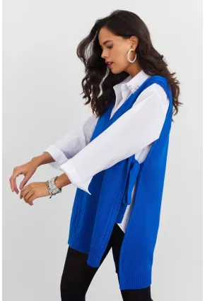 Kadın Saks Triko Süveter YV103