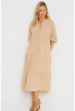 Kadın Salaş Midi Elbise Camel Q982