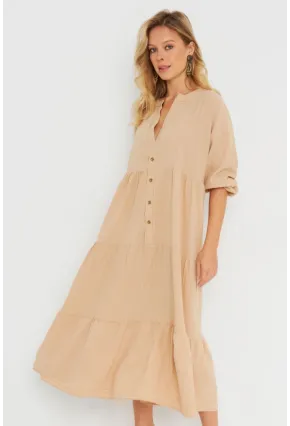 Kadın Salaş Midi Elbise Camel Q982