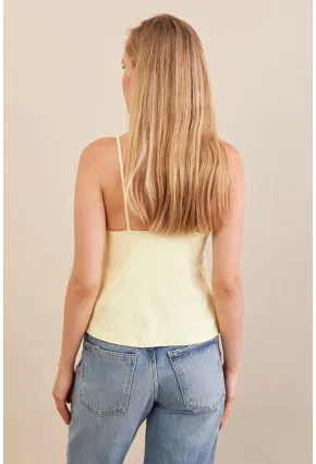 Kadın Sarı Büzgülü Asimetrik Bluz ZH172