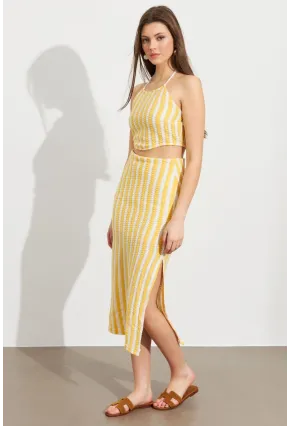 Kadın Sarı Etekli Triko Takım ROP108