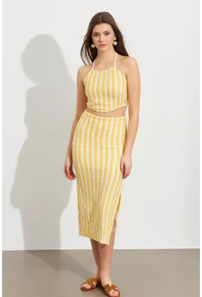 Kadın Sarı Etekli Triko Takım ROP108