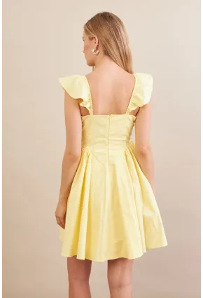 Kadın Sarı Midi Dokuma Elbise PSG1010