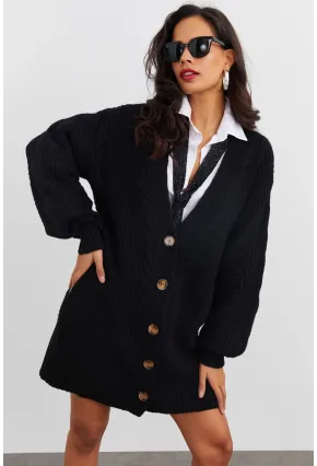 Kadın Siyah Ajurlu Hırka YV108