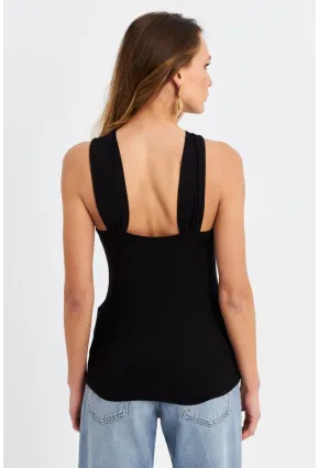 Kadın Siyah Aksesuarlı Bluz EY3068